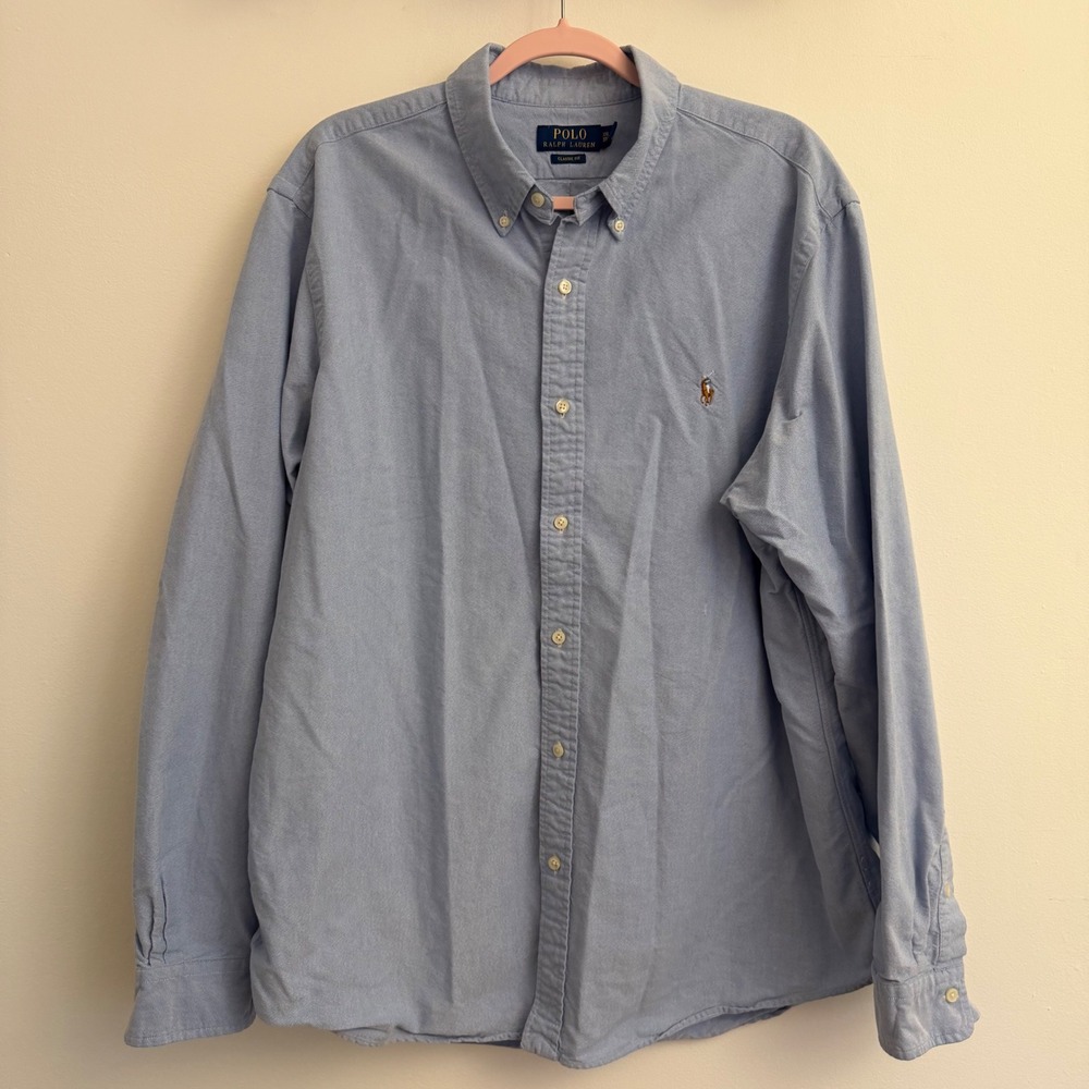 Polo Ralph Lauren Mens XXL Blue Oxford Shirt Long Sleeve Classic Fit Button Down